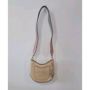 Henri Bendel West 57th Hobo Crossbody Bag Beige Small EUC